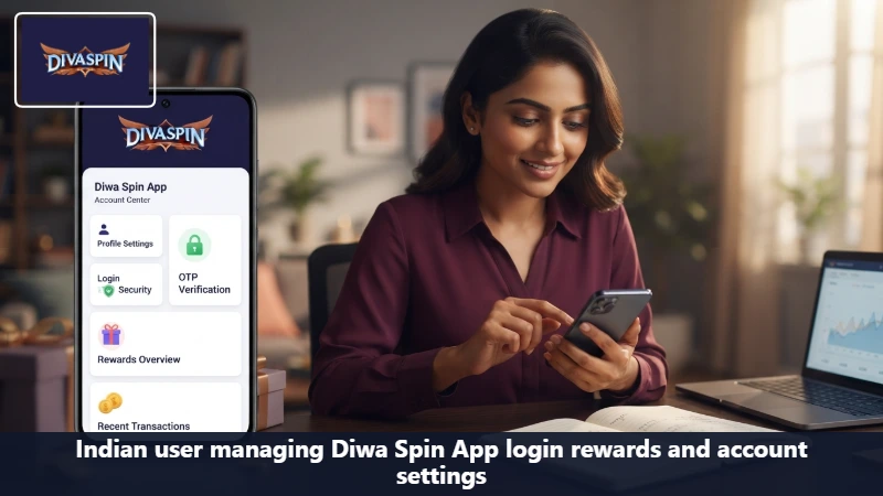 Indian user managing Diwa Spin App login rewards and account settings