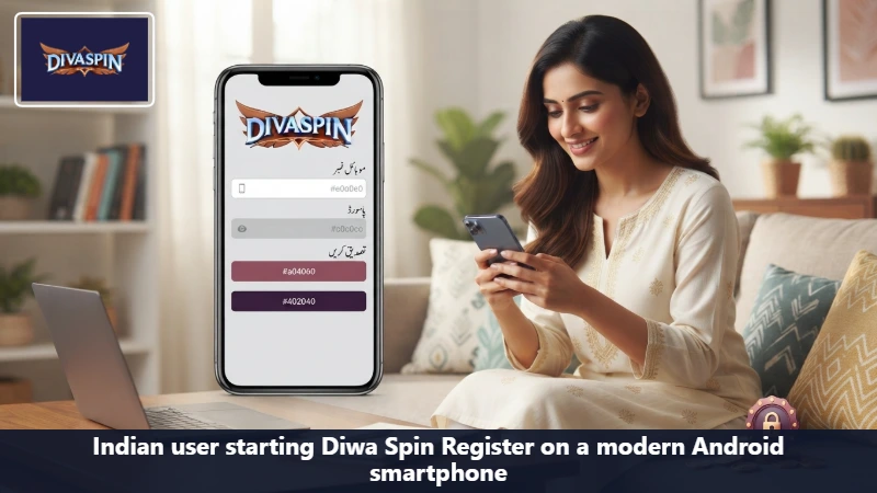 Indian user starting Diwa Spin Register on a modern Android smartphone
